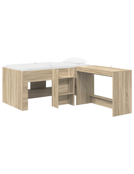 Letto alto per bambini con scrivania 2 pz Rovere Sonoma
