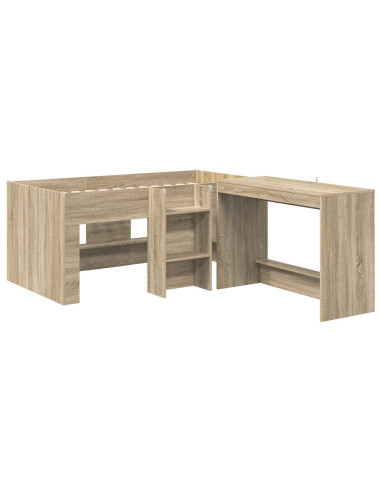 Letto alto per bambini con scrivania 2 pz Rovere Sonoma