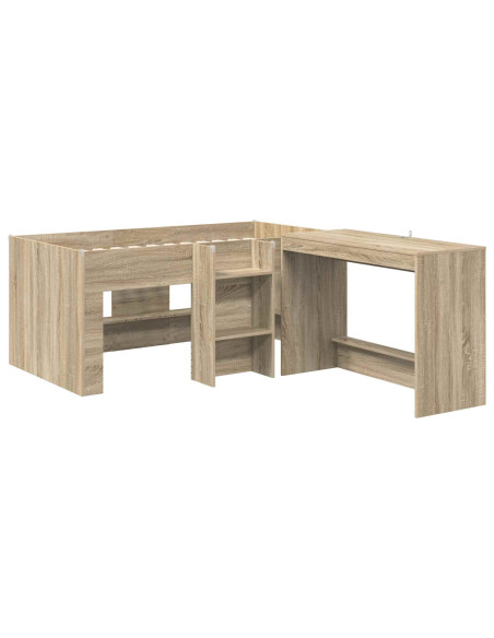 Letto alto per bambini con scrivania 2 pz Rovere Sonoma
