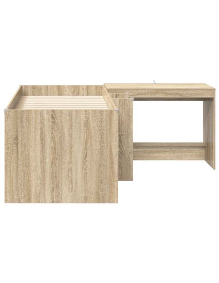 Letto alto per bambini con scrivania 2 pz Rovere Sonoma