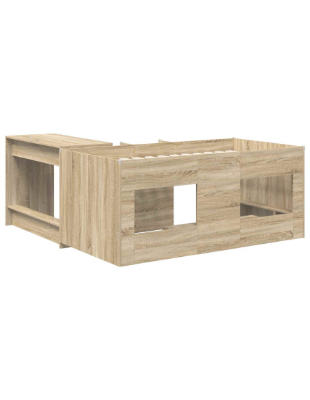 Letto alto per bambini con scrivania 2 pz Rovere Sonoma