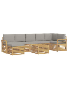 Set di divani da esterno 8 pcs Bianco e Grigio Chiaro 2
