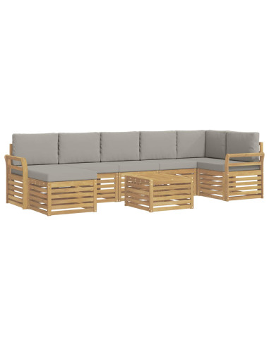 Set di divani da esterno 8 pcs Bianco e Grigio Chiaro