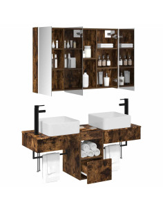Set di Armadi da Bagno 4 pcs Rovere Fumo 103,5 x 15,5 x 70 cm 2