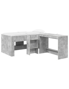 Letto alto per bambini con scrivania 2 pz Grigio Cemento 2
