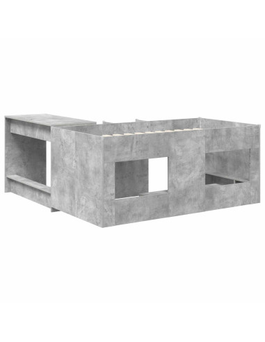 Letto alto per bambini con scrivania 2 pz Grigio Cemento