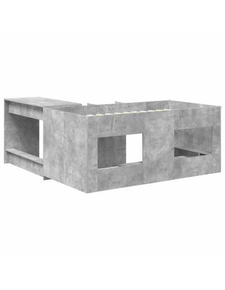 Letto alto per bambini con scrivania 2 pz Grigio Cemento