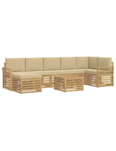 Set di divani da esterno 8 pcs Bianco e Beige 59 x 59 x 37 cm 2