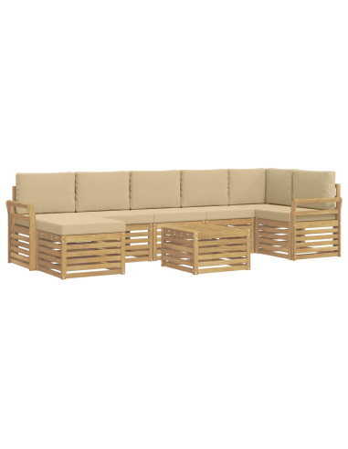 Set di divani da esterno 8 pcs Bianco e Beige 59 x 59 x 37 cm