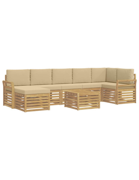 Set di divani da esterno 8 pcs Bianco e Beige 59 x 59 x 37 cm
