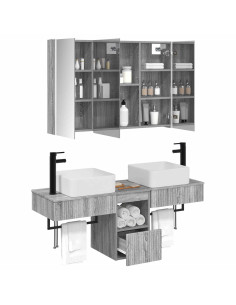 Set di Armadi da Bagno 4 pcs Sonoma grigio 103,5 x 15,5 x 70 cm 2