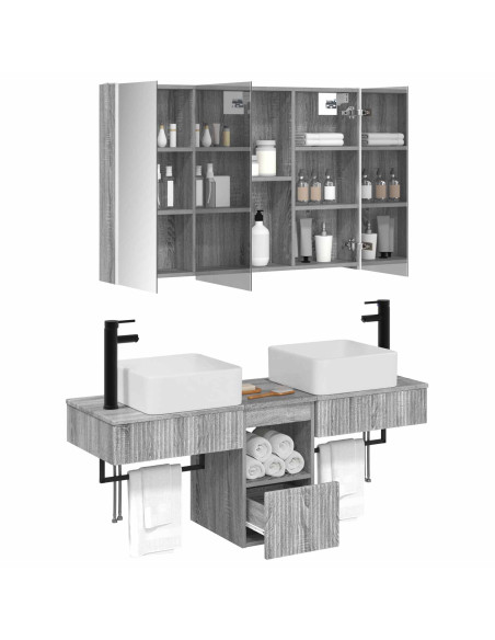 Set di Armadi da Bagno 4 pcs Sonoma grigio 103,5 x 15,5 x 70 cm