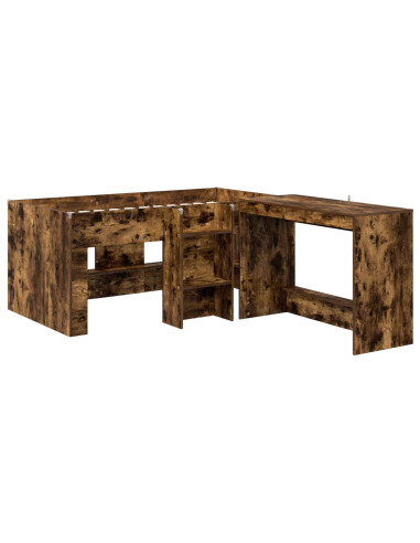 Letto alto per bambini con scrivania 2 pz Rovere Fumo