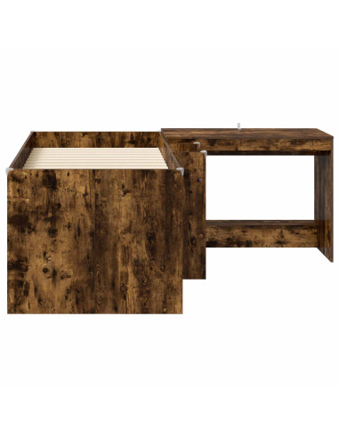 Letto alto per bambini con scrivania 2 pz Rovere Fumo