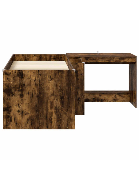 Letto alto per bambini con scrivania 2 pz Rovere Fumo