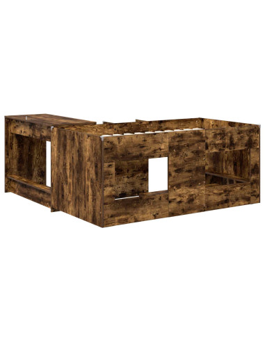 Letto alto per bambini con scrivania 2 pz Rovere Fumo