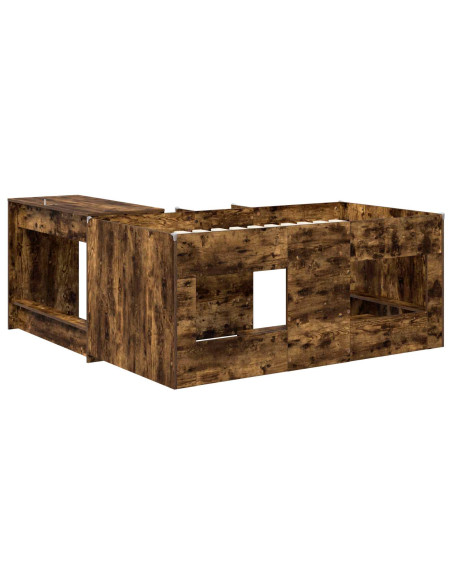 Letto alto per bambini con scrivania 2 pz Rovere Fumo