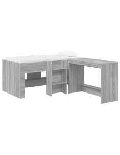 Letto alto per bambini con scrivania 2 pz Sonoma grigio 2