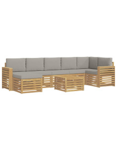 Set di divani da esterno 8 pcs Bianco e Grigio Chiaro 2