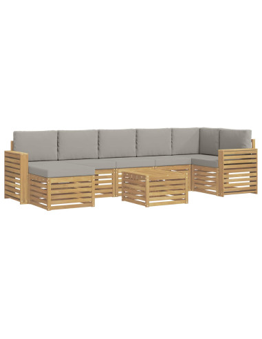 Set di divani da esterno 8 pcs Bianco e Grigio Chiaro