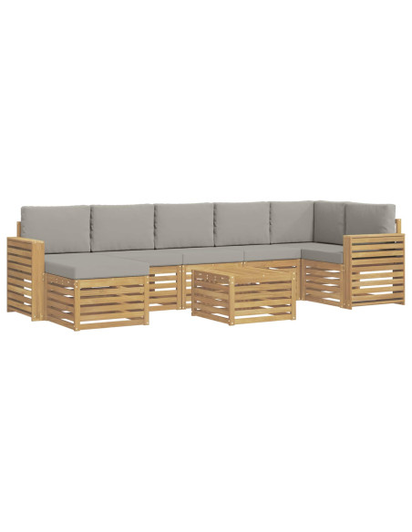 Set di divani da esterno 8 pcs Bianco e Grigio Chiaro