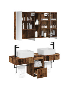 Set di Armadi da Bagno 4 pcs Legno antico 103,5 x 15,5 x 70 cm 2