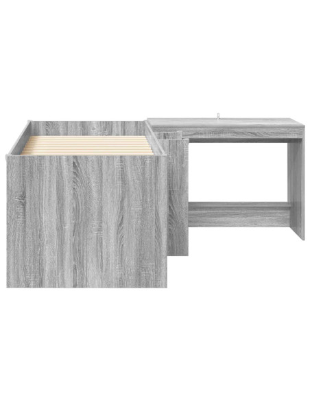 Letto alto per bambini con scrivania 2 pz Sonoma grigio