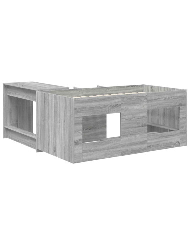 Letto alto per bambini con scrivania 2 pz Sonoma grigio