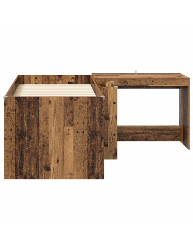 Letto alto per bambini con scrivania 2 pz Legno antico