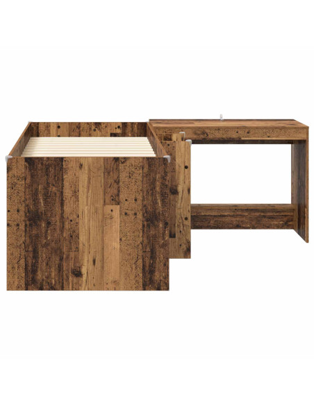 Letto alto per bambini con scrivania 2 pz Legno antico