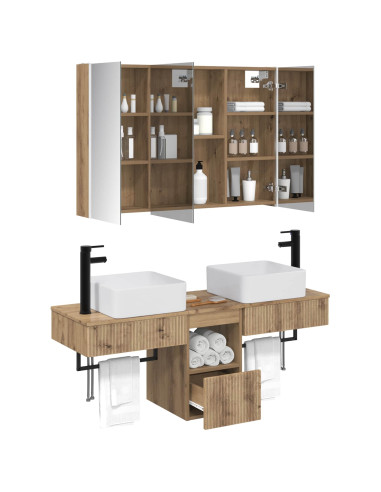Set di Armadi da Bagno 4 pcs Rovere Artigianale