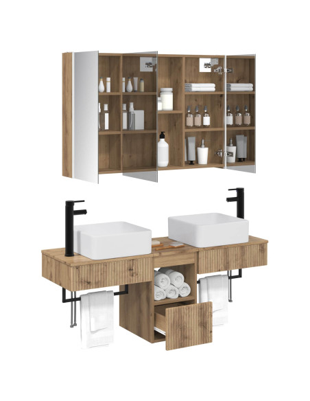 Set di Armadi da Bagno 4 pcs Rovere Artigianale
