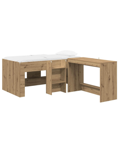 Letto alto per bambini con scrivania 2 pz Rovere Artigianale