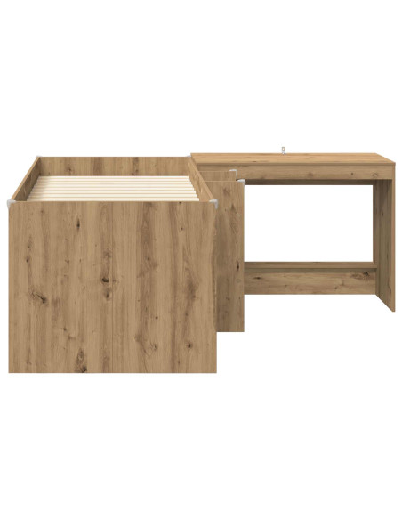 Letto alto per bambini con scrivania 2 pz Rovere Artigianale