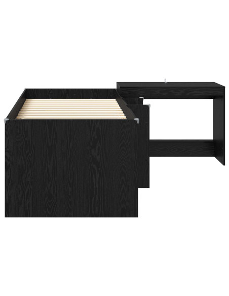 Letto alto per bambini con scrivania Rovere Nero 90 x 190 cm