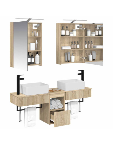 Set di Armadi da Bagno 5 pcs Rovere Sonoma 50 x 14,5 x 70 cm