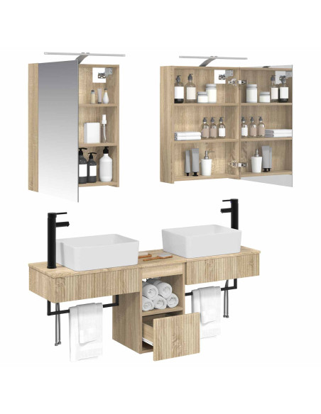 Set di Armadi da Bagno 5 pcs Rovere Sonoma 50 x 14,5 x 70 cm