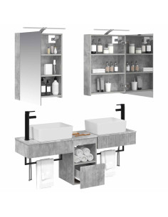 Set di Armadi da Bagno 5 pcs Grigio Cemento 50 x 14,5 x 70 cm 2