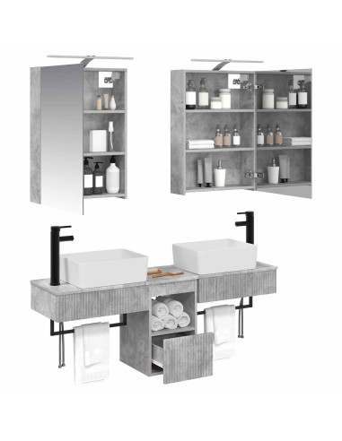 Set di Armadi da Bagno 5 pcs Grigio Cemento 50 x 14,5 x 70 cm