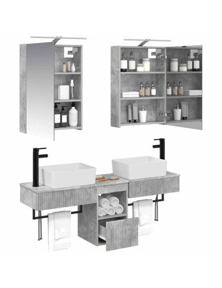 Set di Armadi da Bagno 5 pcs Grigio Cemento 50 x 14,5 x 70 cm