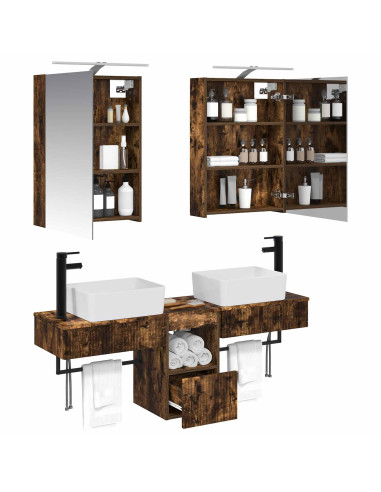 Set di Armadi da Bagno 5 pcs Rovere Fumo 50 x 14,5 x 70 cm