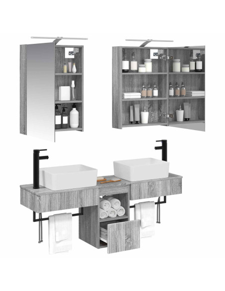Set di Armadi da Bagno 5 pcs Sonoma grigio 50 x 14,5 x 70 cm