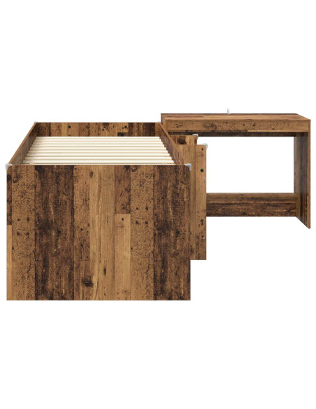 Letto alto per bambini con scrivania Legno antico 90 x 190 cm