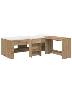 Letto alto per bambini con scrivania 2 pz Rovere Artigianale 2