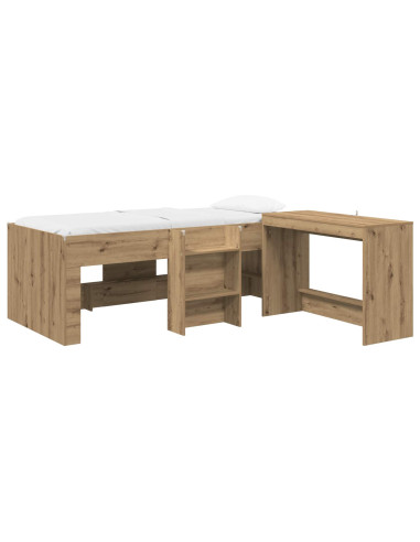 Letto alto per bambini con scrivania 2 pz Rovere Artigianale