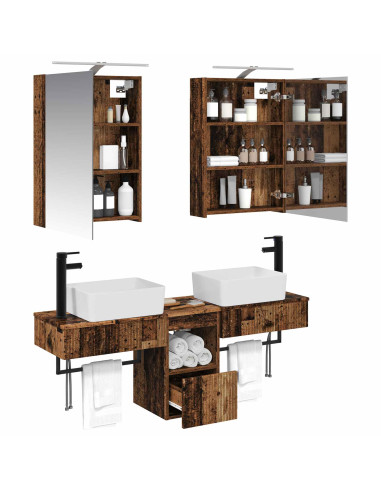 Set di Armadi da Bagno 5 pcs Legno antico 50 x 14,5 x 70 cm