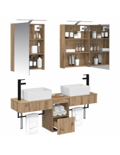 Set di Armadi da Bagno 5 pcs Rovere Artigianale 2
