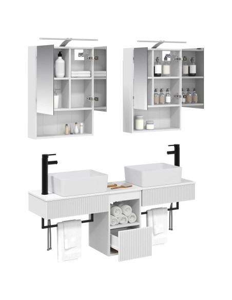 Set di Armadi da Bagno 5 pcs Bianco 50 x 14,5 x 70 cm