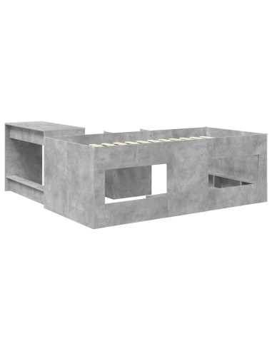Letto alto per bambini con scrivania Grigio Cemento 75 x 190 cm