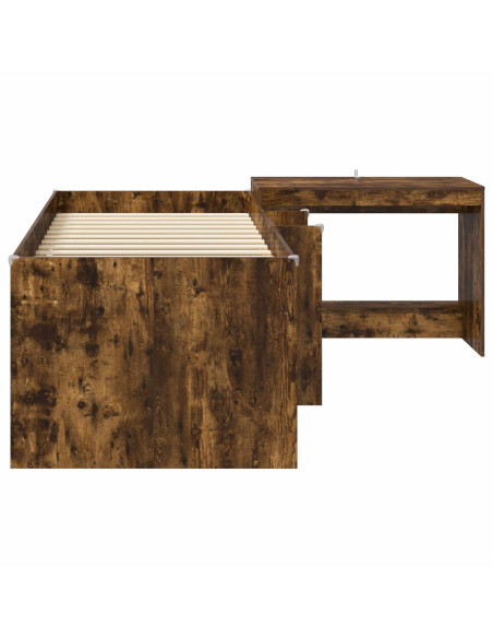 Letto alto per bambini con scrivania 2 pz Rovere Fumo
